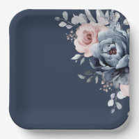 Dusty Blue Mauve Rose Pink Slate Floral Wedding  P