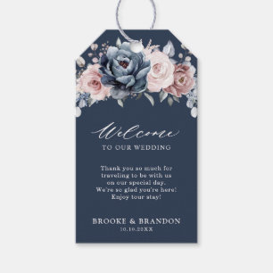 Dusty Blue Mauve Rose Pink Slate Wedding Welcome Gift Tags