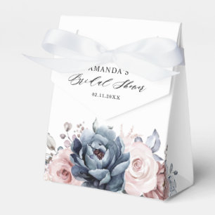 Dusty Blue Mauve Rose Slate Floral Bridal Shower Favor Box