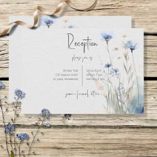 Dusty Blue Meadow Wildflowers Modern Reception Enclosure Card