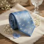 Dusty Blue Micro Floral Wedding Pattern Tie<br><div class="desc">Add a touch of timeless elegance to your formal style with this Dusty Blue Micro Floral Wedding Tie Pattern. Featuring a delicate arrangement of tiny floral illustrations in soft ivory and muted sage tones on a refined dusty blue background, this pattern creates a sophisticated and romantic aesthetic. The subtle micro...</div>