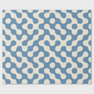 Dusty Blue Mid Century Abstract Geometric Wrapping Paper