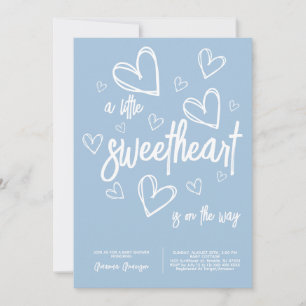 Dusty Blue Minimal Boy Baby Shower Invitation