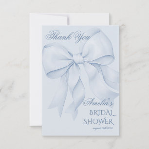 Dusty Blue Minimal Bridal Shower Thank You Card