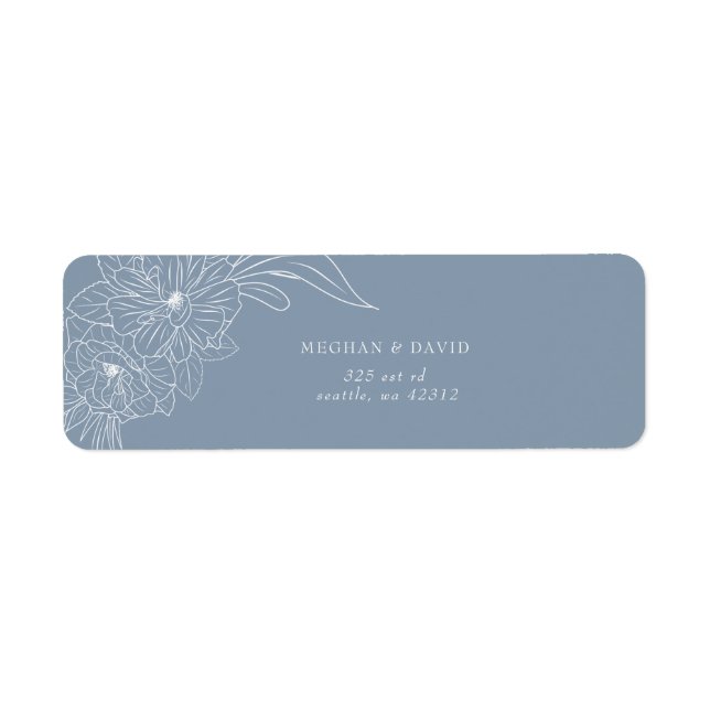 Dusty Blue Minimal Élégant Mariage floral croquis (Devant)