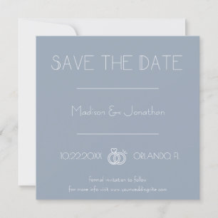 Dusty Blue Minimal Enregistrer la date Invitation