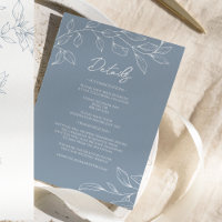 Dusty Blue Minimal Leaf Wedding Details