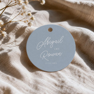 Dusty Blue Minimal Modern Script Wedding Favour Ta Tags