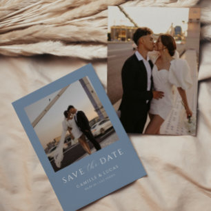 Dusty Blue Minimal Save the Date Invitation