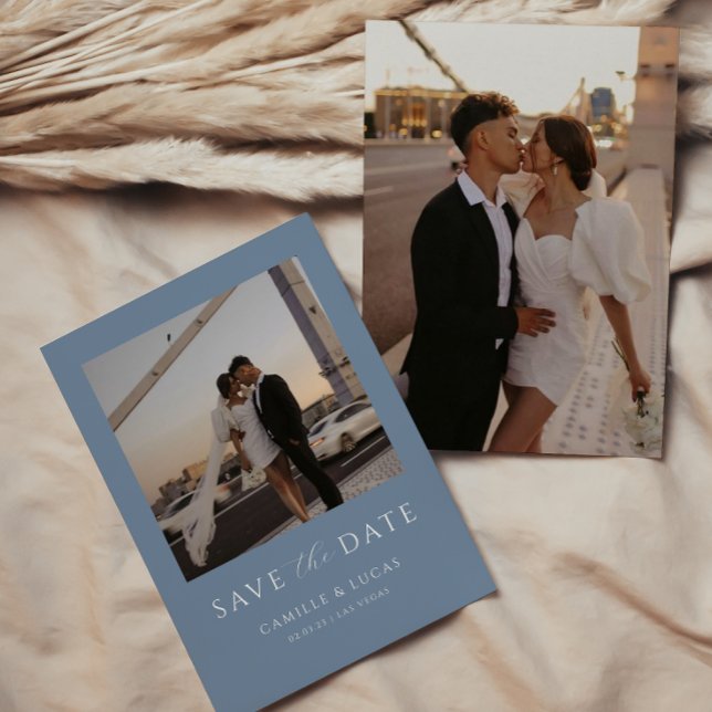 Dusty Blue Minimal Save the Date  Invitation (Creator Uploaded)