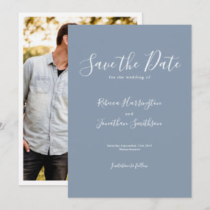 Dusty Blue Minimal Wedding Save The Date
