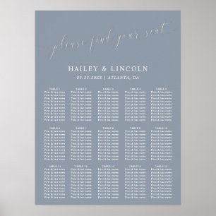 Dusty Blue Minimal Wedding Seating Chart