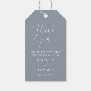 Dusty Blue Minimal Wedding Thank You Gift Tags