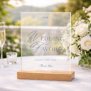 Dusty Blue Minimalist Acrylic Wedding Favours Sign