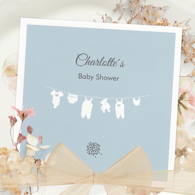 Dusty Blue Minimalist Baby Boy Shower Napkin (Dusty Blue Minimalist Baby Boy Shower Napkins ©Susanne Sachers - Sunny Mind 🌞)
