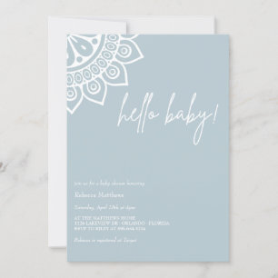 Dusty Blue Minimalist Boho Baby Boy Shower Invitation