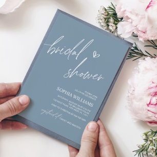 Dusty Blue Minimalist Bridal Shower Invitation
