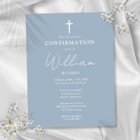 Dusty Blue Minimalist Confirmation Invitation