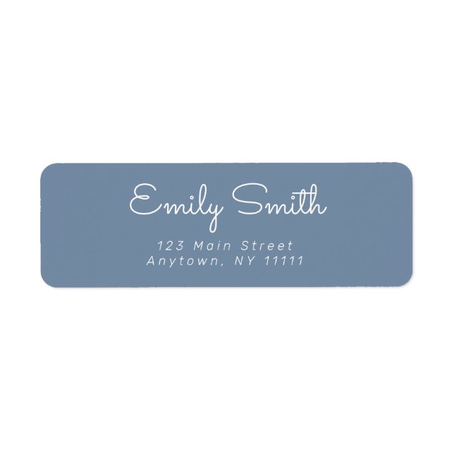 Dusty Blue Minimalist Cursive Return Address Label (Front)