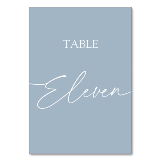 Dusty blue minimalist elegant table eleven table number (Front)