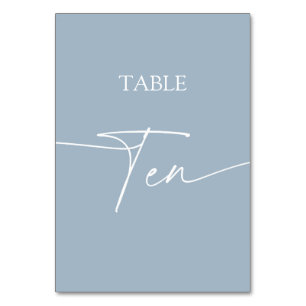 Dusty blue minimalist elegant table ten table number