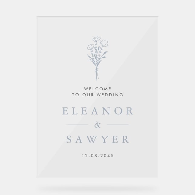 Dusty Blue Minimalist Floral Bouquet Mariage (Recto)