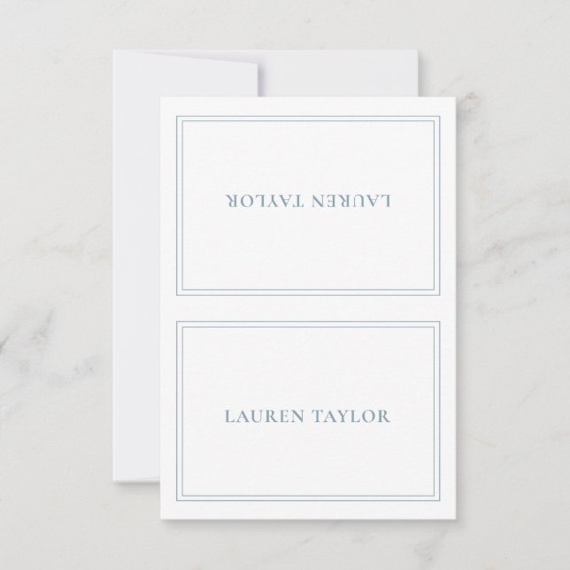 Dusty Blue Minimalist Modern Custom Place Cards (Front)