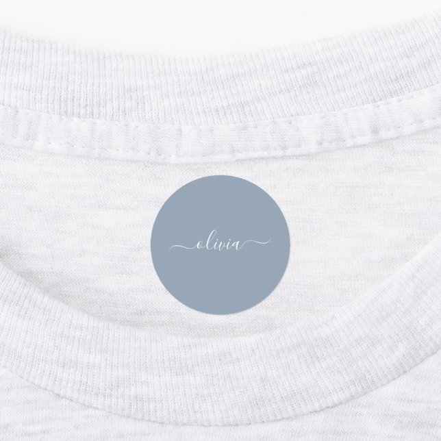 Dusty Blue Minimalist Modern Monogram Elegant (Affixed)