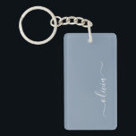 Dusty Blue Minimalist Modern Monogram Elegant  Keychain<br><div class="desc">Introducing our Dusty Blue Minimalist Modern Monogram Elegant Collection: Elevate your style with understated sophistication and timeless charm. Our collection features minimalist designs in a soothing dusty blue hue, enhanced with elegant monograms tailored to your personal taste. From refined stationery to versatile accessories, each piece in our collection is meticulously...</div>