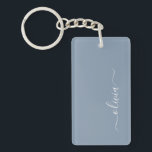 Dusty Blue Minimalist Modern Monogram Elegant  Keychain<br><div class="desc">Introducing our Dusty Blue Minimalist Modern Monogram Elegant Collection: Elevate your style with understated sophistication and timeless charm. Our collection features minimalist designs in a soothing dusty blue hue, enhanced with elegant monograms tailored to your personal taste. From refined stationery to versatile accessories, each piece in our collection is meticulously...</div>