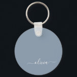 Dusty Blue Minimalist Modern Monogram Elegant  Keychain<br><div class="desc">Introducing our Dusty Blue Minimalist Modern Monogram Elegant Collection: Elevate your style with understated sophistication and timeless charm. Our collection features minimalist designs in a soothing dusty blue hue, enhanced with elegant monograms tailored to your personal taste. From refined stationery to versatile accessories, each piece in our collection is meticulously...</div>