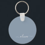 Dusty Blue Minimalist Modern Monogram Elegant  Keychain<br><div class="desc">Introducing our Dusty Blue Minimalist Modern Monogram Elegant Collection: Elevate your style with understated sophistication and timeless charm. Our collection features minimalist designs in a soothing dusty blue hue, enhanced with elegant monograms tailored to your personal taste. From refined stationery to versatile accessories, each piece in our collection is meticulously...</div>