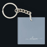 Dusty Blue Minimalist Modern Monogram Elegant  Keychain<br><div class="desc">Introducing our Dusty Blue Minimalist Modern Monogram Elegant Collection: Elevate your style with understated sophistication and timeless charm. Our collection features minimalist designs in a soothing dusty blue hue, enhanced with elegant monograms tailored to your personal taste. From refined stationery to versatile accessories, each piece in our collection is meticulously...</div>