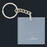 Dusty Blue Minimalist Modern Monogram Elegant  Keychain<br><div class="desc">Introducing our Dusty Blue Minimalist Modern Monogram Elegant Collection: Elevate your style with understated sophistication and timeless charm. Our collection features minimalist designs in a soothing dusty blue hue, enhanced with elegant monograms tailored to your personal taste. From refined stationery to versatile accessories, each piece in our collection is meticulously...</div>