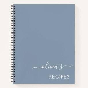 Dusty Blue Minimalist Modern Monogram Elegant Notebook