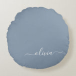 Dusty Blue Minimalist Modern Monogram Elegant  Round Pillow<br><div class="desc">Introducing our Dusty Blue Minimalist Modern Monogram Elegant Collection: Elevate your style with understated sophistication and timeless charm. Our collection features minimalist designs in a soothing dusty blue hue, enhanced with elegant monograms tailored to your personal taste. From refined stationery to versatile accessories, each piece in our collection is meticulously...</div>