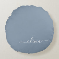 Dusty Blue Minimalist Modern Monogram Elegant 