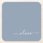 Dusty Blue Minimalist Modern Monogram Elegant  Square Paper Coaster<br><div class="desc">Introducing our Dusty Blue Minimalist Modern Monogram Elegant Collection: Elevate your style with understated sophistication and timeless charm. Our collection features minimalist designs in a soothing dusty blue hue, enhanced with elegant monograms tailored to your personal taste. From refined stationery to versatile accessories, each piece in our collection is meticulously...</div>
