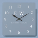 Dusty Blue Minimalist Modern Monogram Elegant Square Wall Clock<br><div class="desc">Introducing our Dusty Blue Minimalist Modern Monogram Elegant Collection: Elevate your style with understated sophistication and timeless charm. Our collection features minimalist designs in a soothing dusty blue hue, enhanced with elegant monograms tailored to your personal taste. From refined stationery to versatile accessories, each piece in our collection is meticulously...</div>