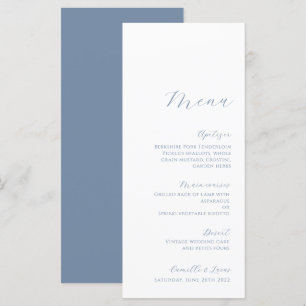 Dusty Blue Minimalist Modern Wedding Menu