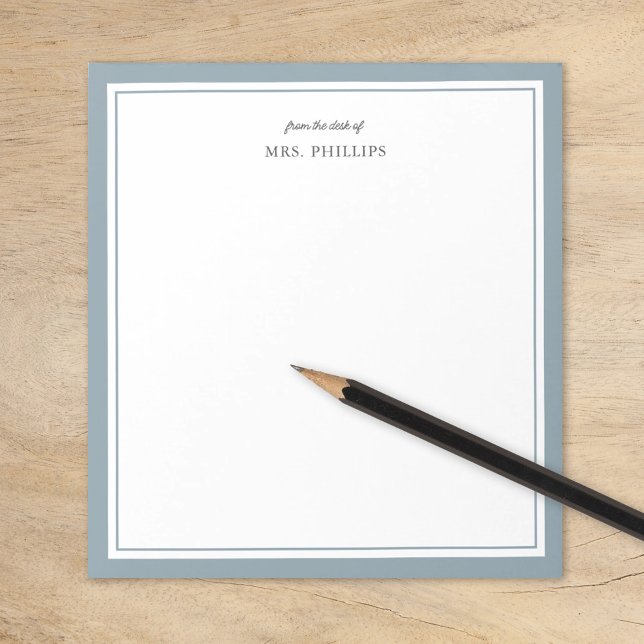 Dusty Blue Minimalist Monogram Teacher Gift Notepad (Creator Uploaded)
