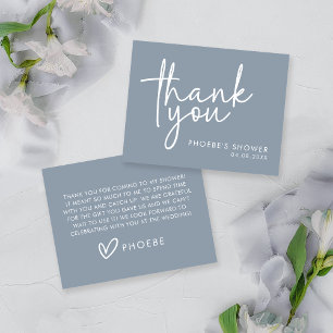 Dusty Blue Minimalist Script Bridal Shower Flat Thank You Card