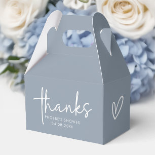 Dusty Blue Minimalist Script Bridal Shower Gable Favor Box