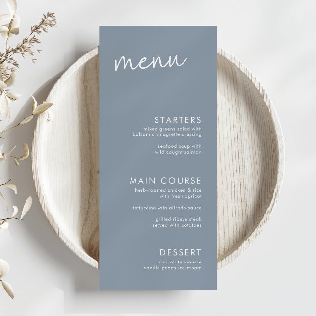 Dusty Blue Minimalist Script Bridal Shower Menu (Creator Uploaded)