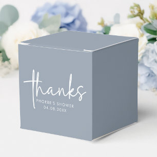 Dusty Blue Minimalist Script Bridal Shower Square Favor Box