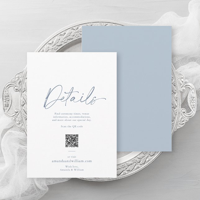 Dusty Blue Minimalist Wedding Details Card (Creator Uploaded)
