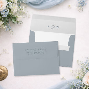 Dusty Blue Minimalist Wedding Envelope
