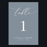 Dusty Blue Minimalist Wedding | Event Custom Table Number<br><div class="desc">(**PLEASE NOTE: To order,  simply adjust your table number (and name/date) and add each number to your cart separately. Then check out once you are finished.) Beautiful,  elegant,  modern and minimalist,  table number card. Fully customizable with your names (or Event Name) and Date.</div>