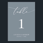 Dusty Blue Minimalist Wedding | Event Custom Table Number<br><div class="desc">(**PLEASE NOTE: To order,  simply adjust your table number (and name/date) and add each number to your cart separately. Then check out once you are finished.) Beautiful,  elegant,  modern and minimalist,  table number card. Fully customizable with your names (or Event Name) and Date.</div>