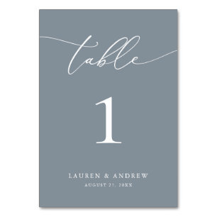 Dusty Blue Minimalist Wedding Event Custom Table Number